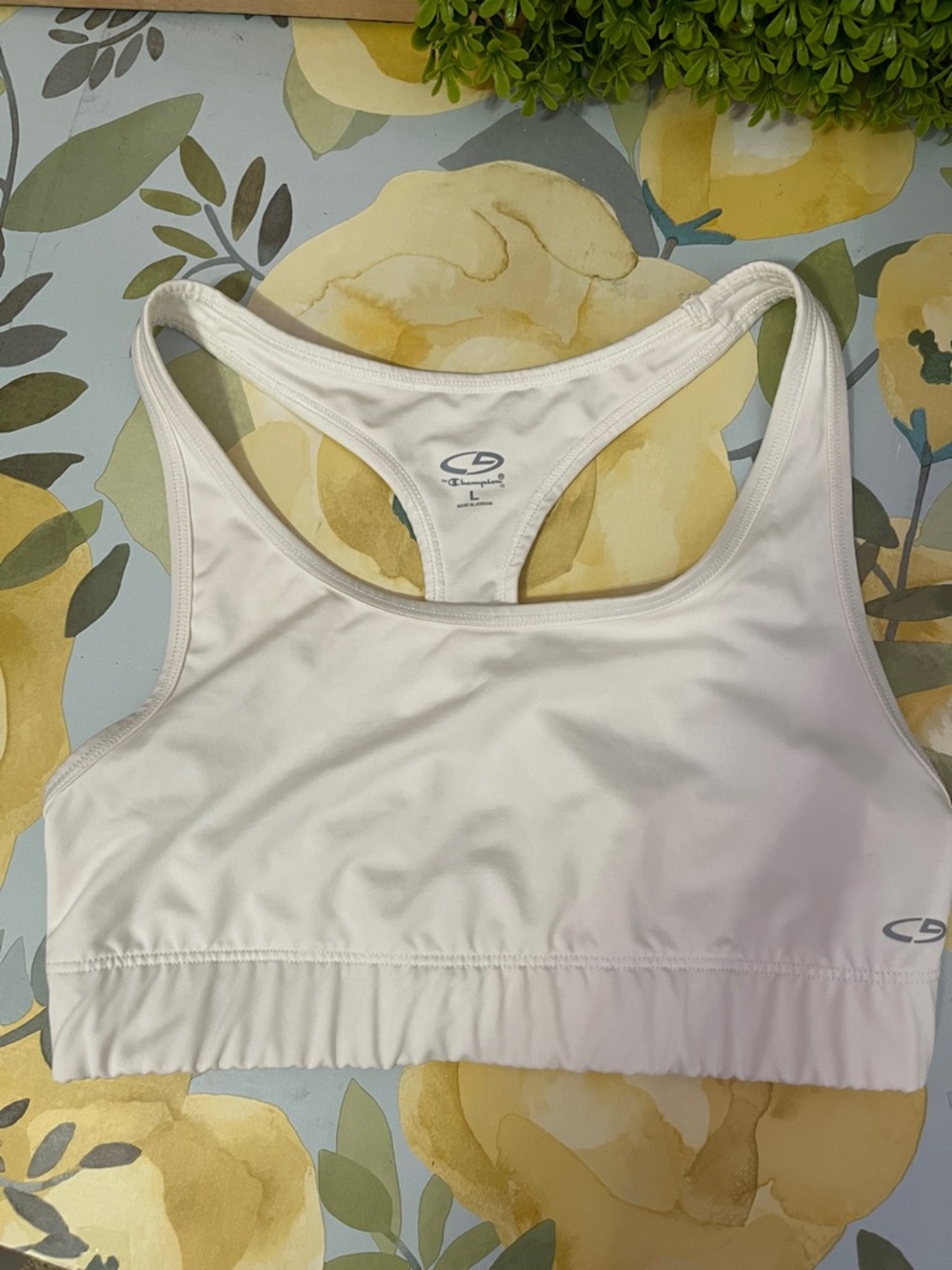 🔥 SALE Champion White Racerback Sports Bra with Elastic Band large